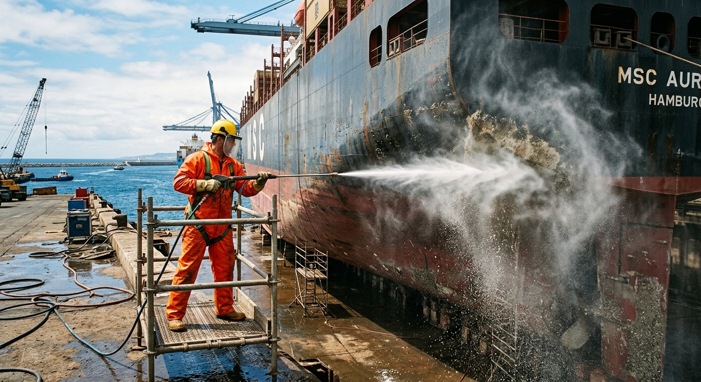 Ship hull washing